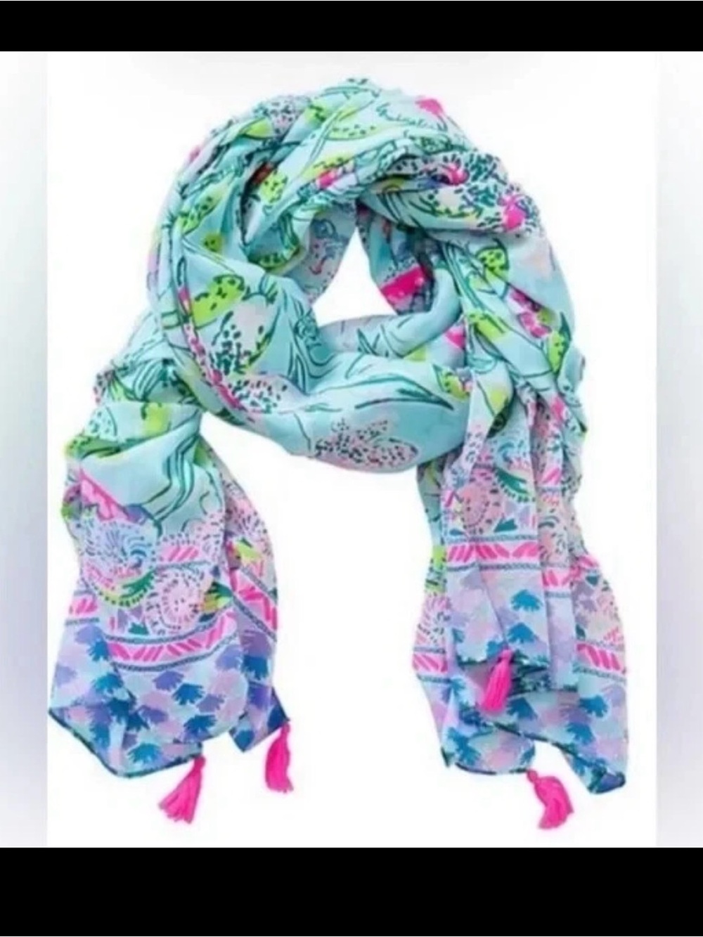 EUC Lilly Pulitzer Pareo Bali Blue Sway This Way Resort Wrap Scarf Cover Up